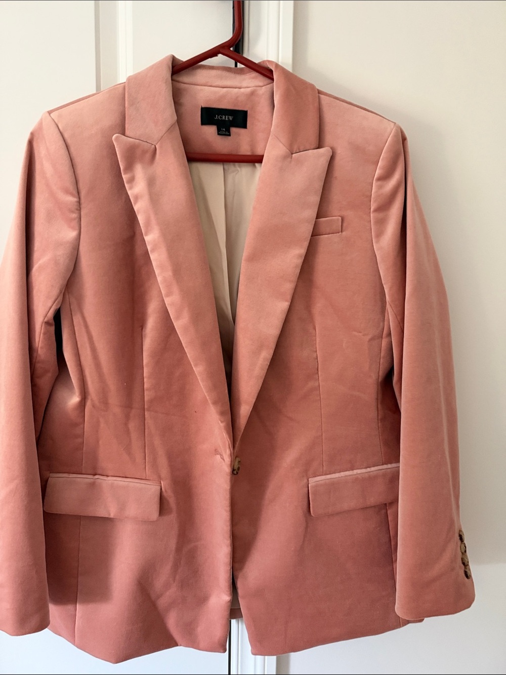 J. Crew Dusty Rose Velvet Blazer